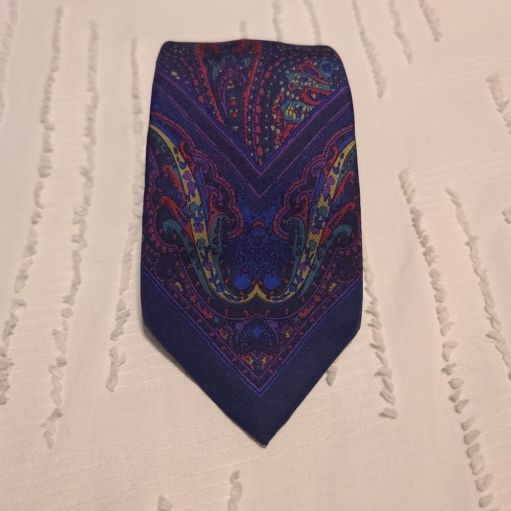 Silk Navy Multicolor Paisley Neck Tie